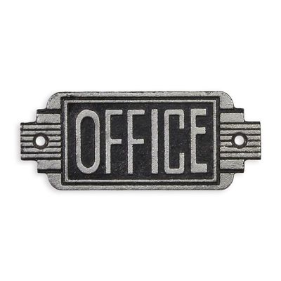 A CAST IRON ART DECO SIGN OFFICE""