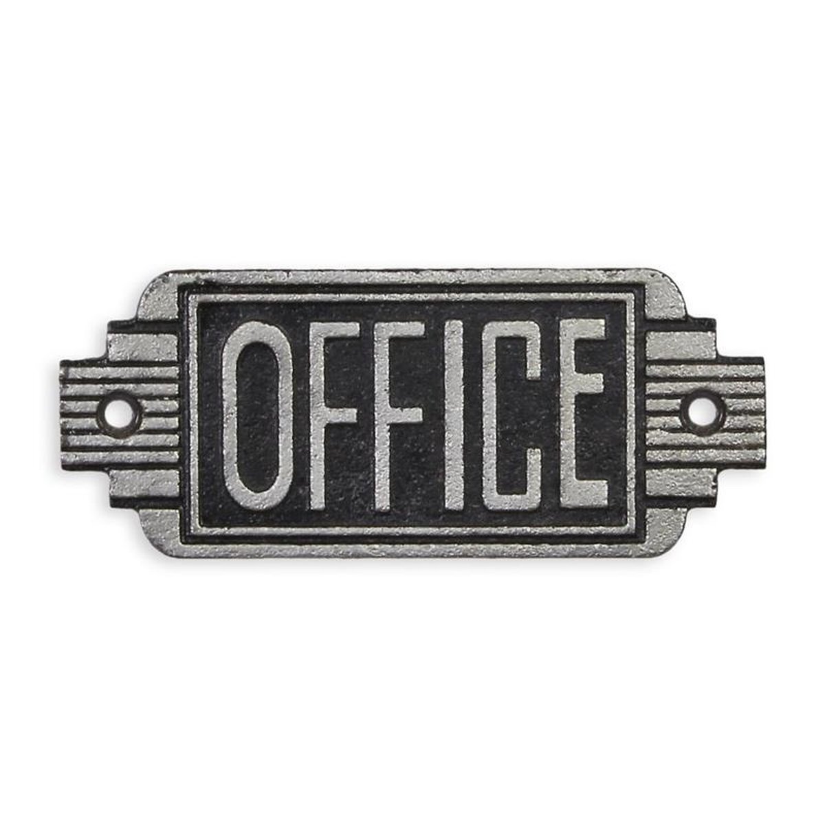 A CAST IRON ART DECO SIGN OFFICE""