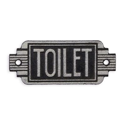 A CAST IRON ART DECO SIGN 'TOILET"