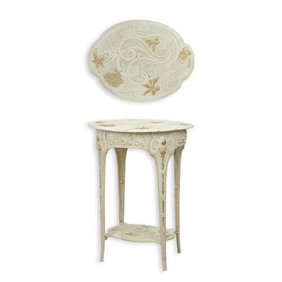 A CAST IRON ART NOUVEAU FLOWER TABLE - WHITE (PACKED)