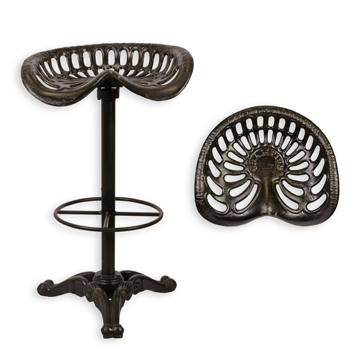 A CAST IRON BAR STOOL - BLACK