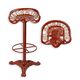 A CAST IRON BAR STOOL, BLACKSTONE, RED