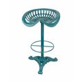 A CAST IRON BAR STOOL - BLUE