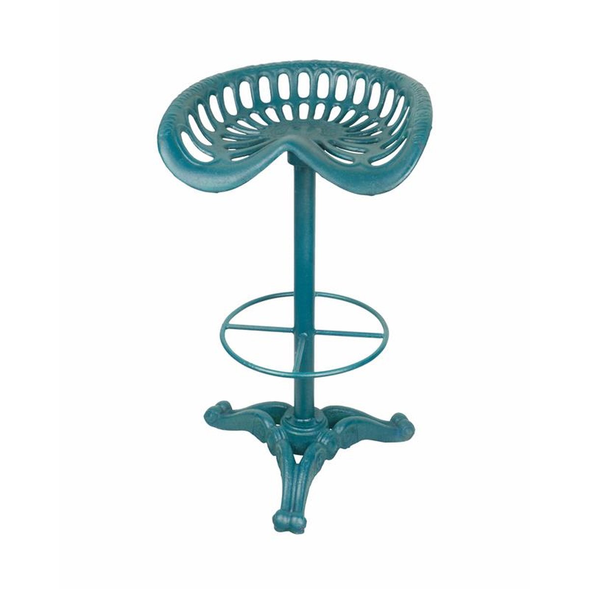 A CAST IRON BAR STOOL - BLUE