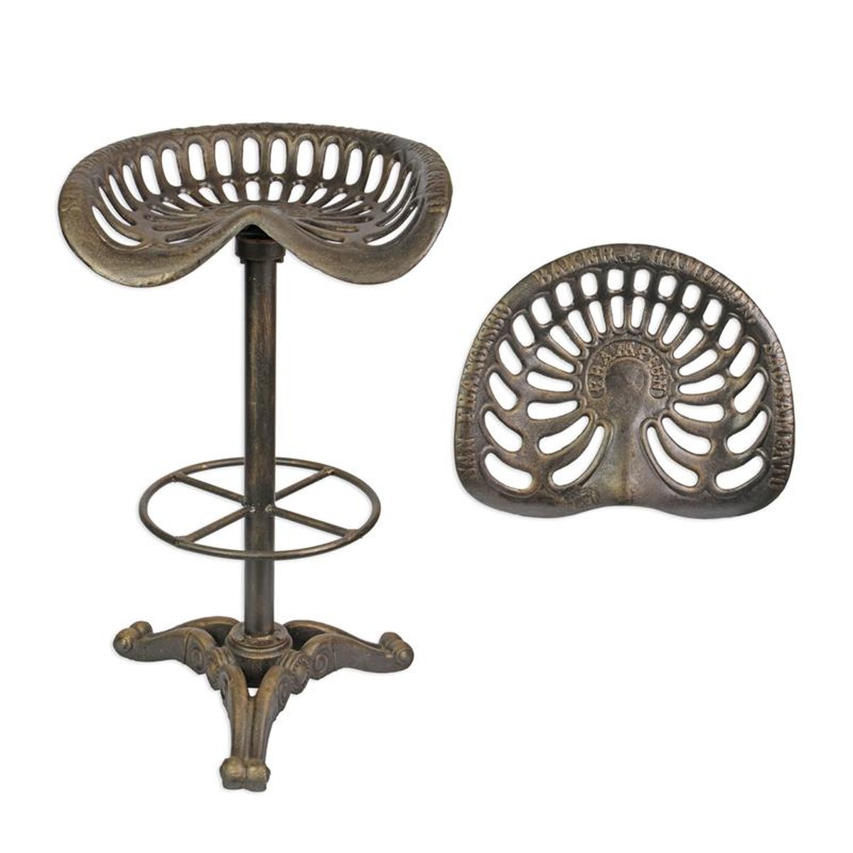 A CAST IRON BAR STOOL  BRONZE COLOUR