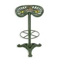 A CAST IRON BAR STOOL, J.D. GREEN