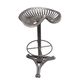 A CAST IRON BAR STOOL, OLD SILVER