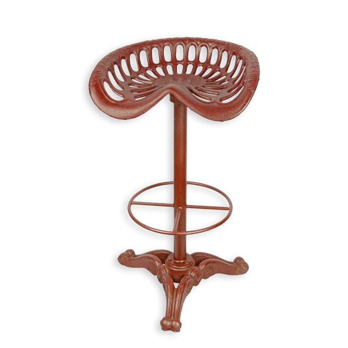 A CAST IRON BAR STOOL - RED