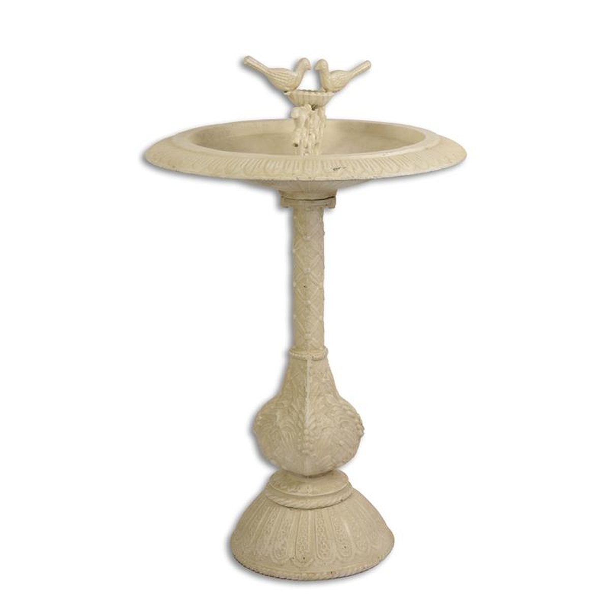 A CAST IRON BIRD BATH ANTIQUE WHITE