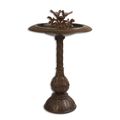 A CAST IRON BIRD BATH BROWN