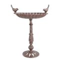 A CAST IRON BIRD BATH ON STAND