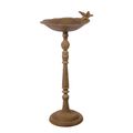 A CAST IRON BIRD BATH ON STAND