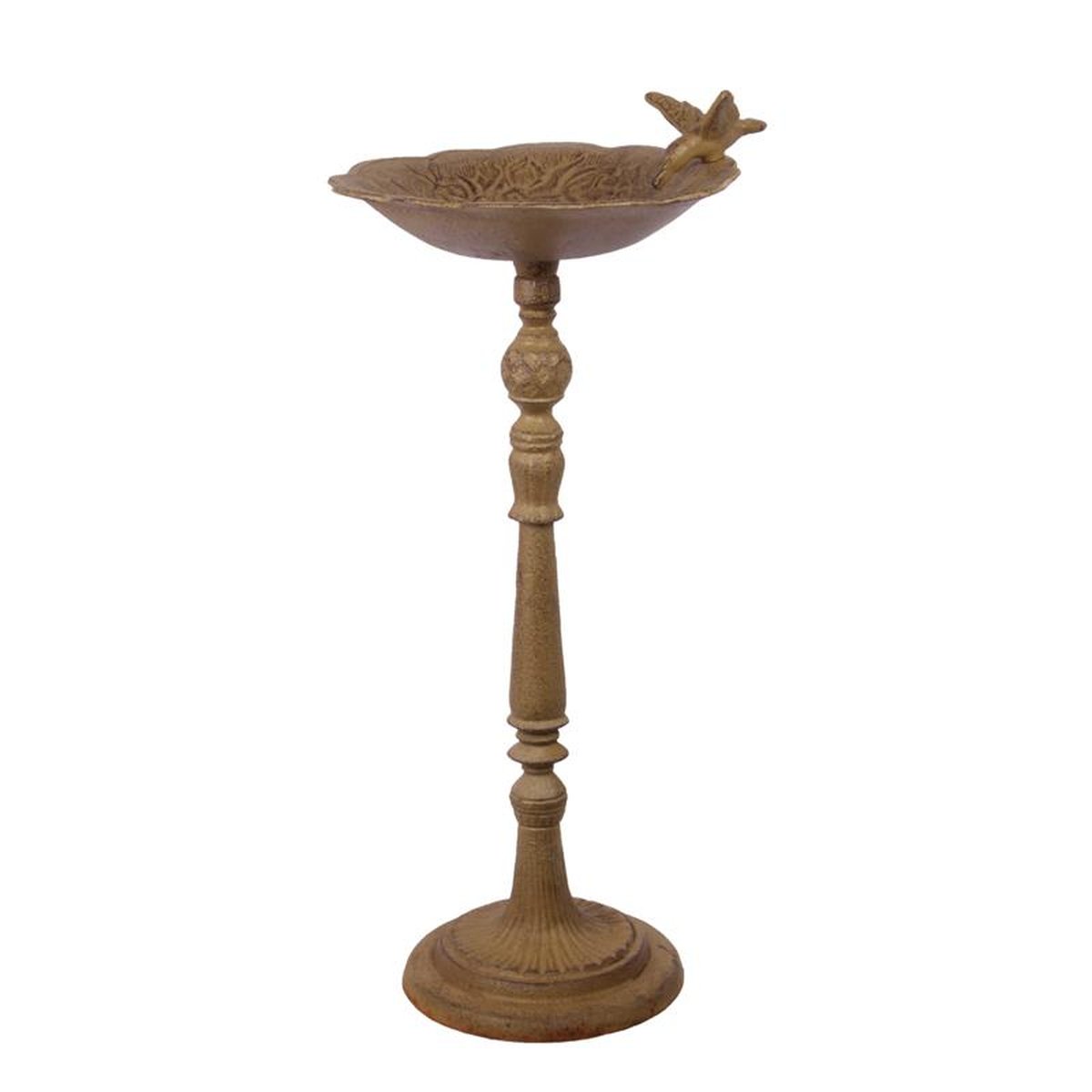 A CAST IRON BIRD BATH ON STAND