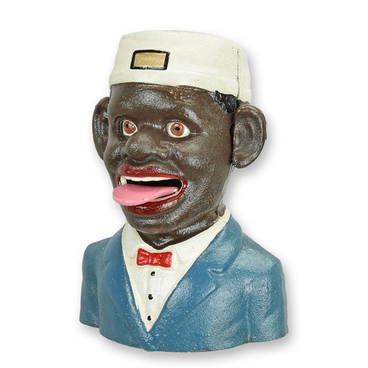 A CAST IRON BLACK MAN MECHANICAL BANK