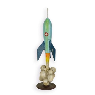 A CAST IRON BLUE ROCKET NO.3