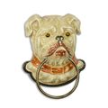A CAST IRON BULDDOG HEAD TOWEL HOLDER