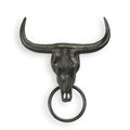 A CAST IRON BULL SKULL TOWEL HOLDER