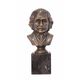 A CAST IRON BUST OF ALBERT EINSTEIN ON MARBLE BASE