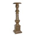 A CAST IRON CANDLE STAND - BROWN
