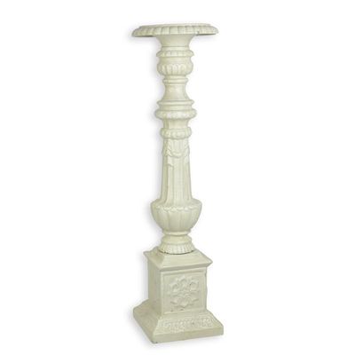 A CAST IRON CANDLE STAND - WHITE