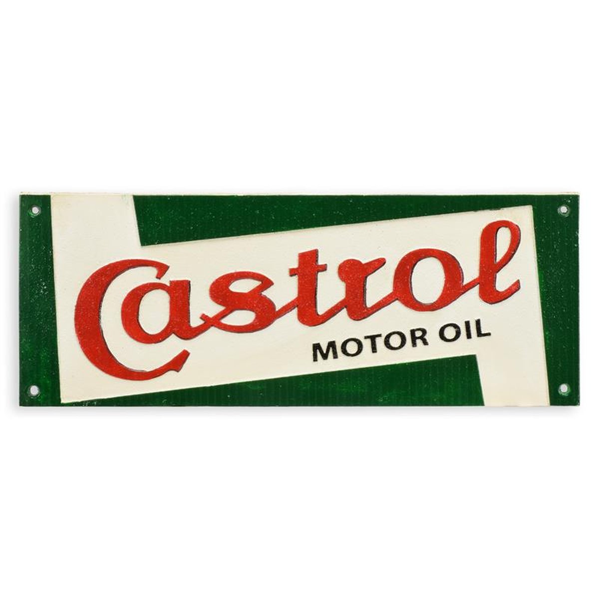 A CAST IRON CASTROL PLAQUE