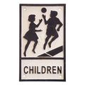 A CAST IRON CHILDREN PLAYING" SIGN"