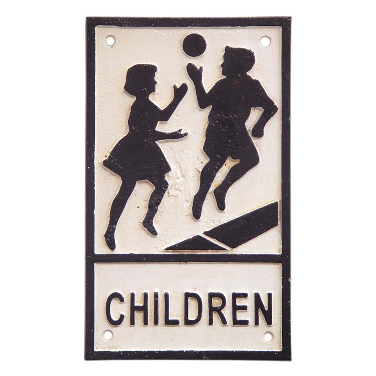 A CAST IRON CHILDREN PLAYING" SIGN"