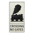 A CAST IRON CROSSING NO GATES" SIGN"
