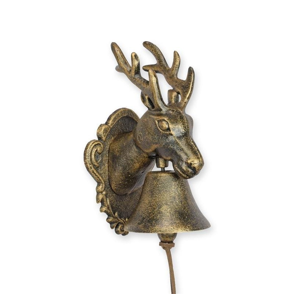 A CAST IRON DEER HEAD BELL