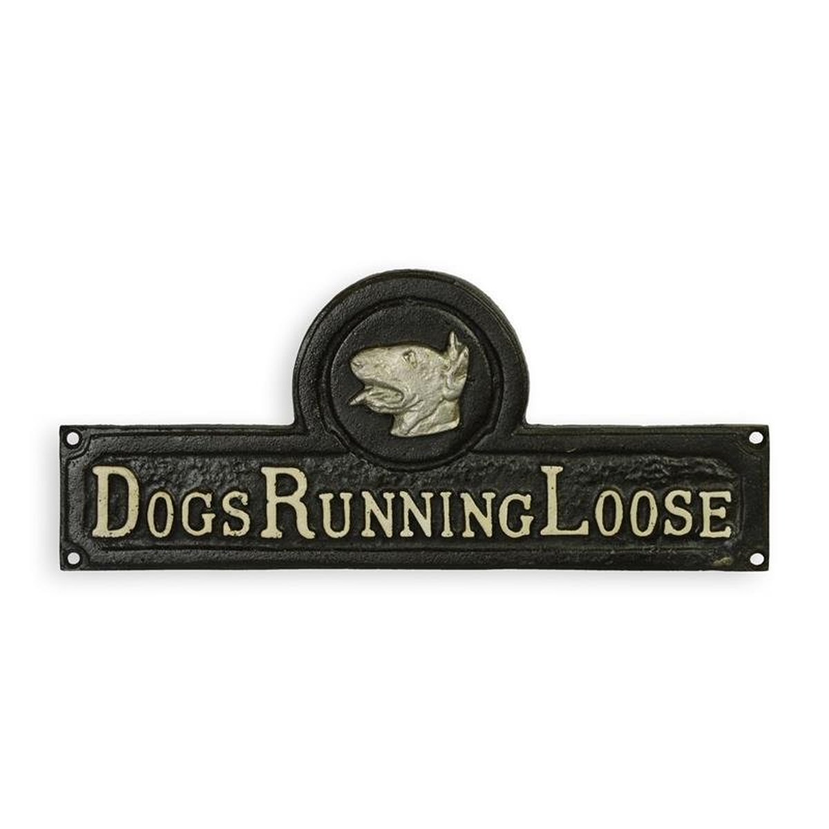 A Cast Iron Dogs Running Loose" Plaque"