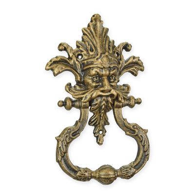 A CAST IRON DOOR KNOCKER - BRONZE COLOUR