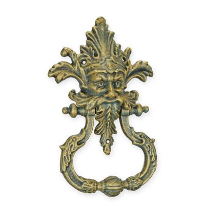 A CAST IRON DOOR KNOCKER - GREEN