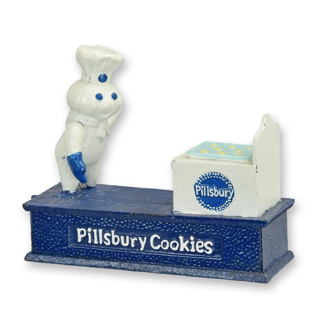 A CAST IRON DOUGH BOY MECHANICAL BANK