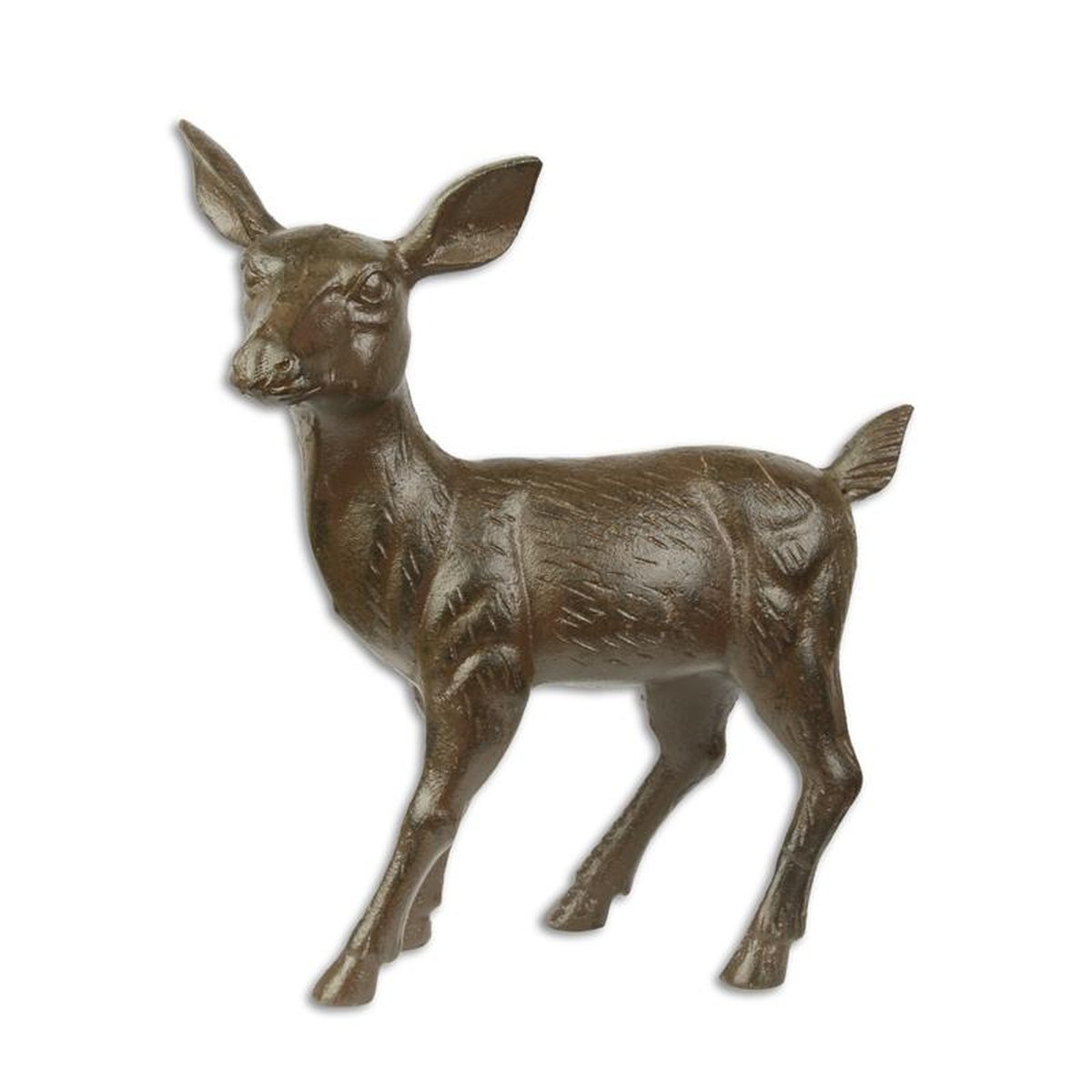 A CAST IRON FIGURINE OF A DEER