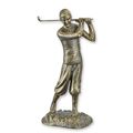 A CAST IRON FIGURINE OF A GOLFER
