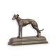 A CAST IRON FIGURINE OF A GREYHOUND
