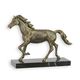 A CAST IRON FIGURINE OF A HORSE ON MARBLE BASE
