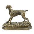 A CAST IRON FIGURINE OF A HOUND