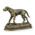 A CAST IRON FIGURINE OF A HOUND