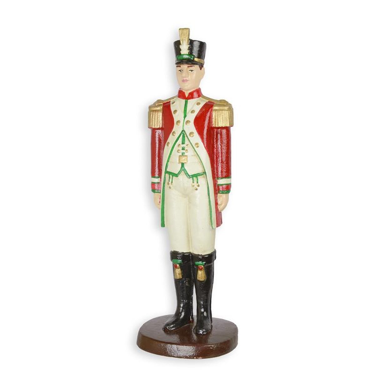 A CAST IRON FIGURINE OF A MILITAIRY OFFICER