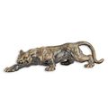 A CAST IRON FIGURINE OF A PANTHER