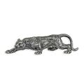 A CAST IRON FIGURINE OF A PANTHER - OLD SILVER