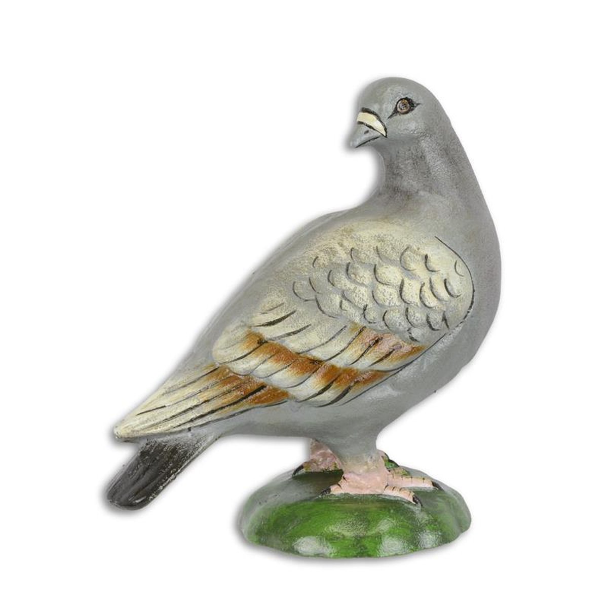 A CAST IRON FIGURINE OF A PIGEON