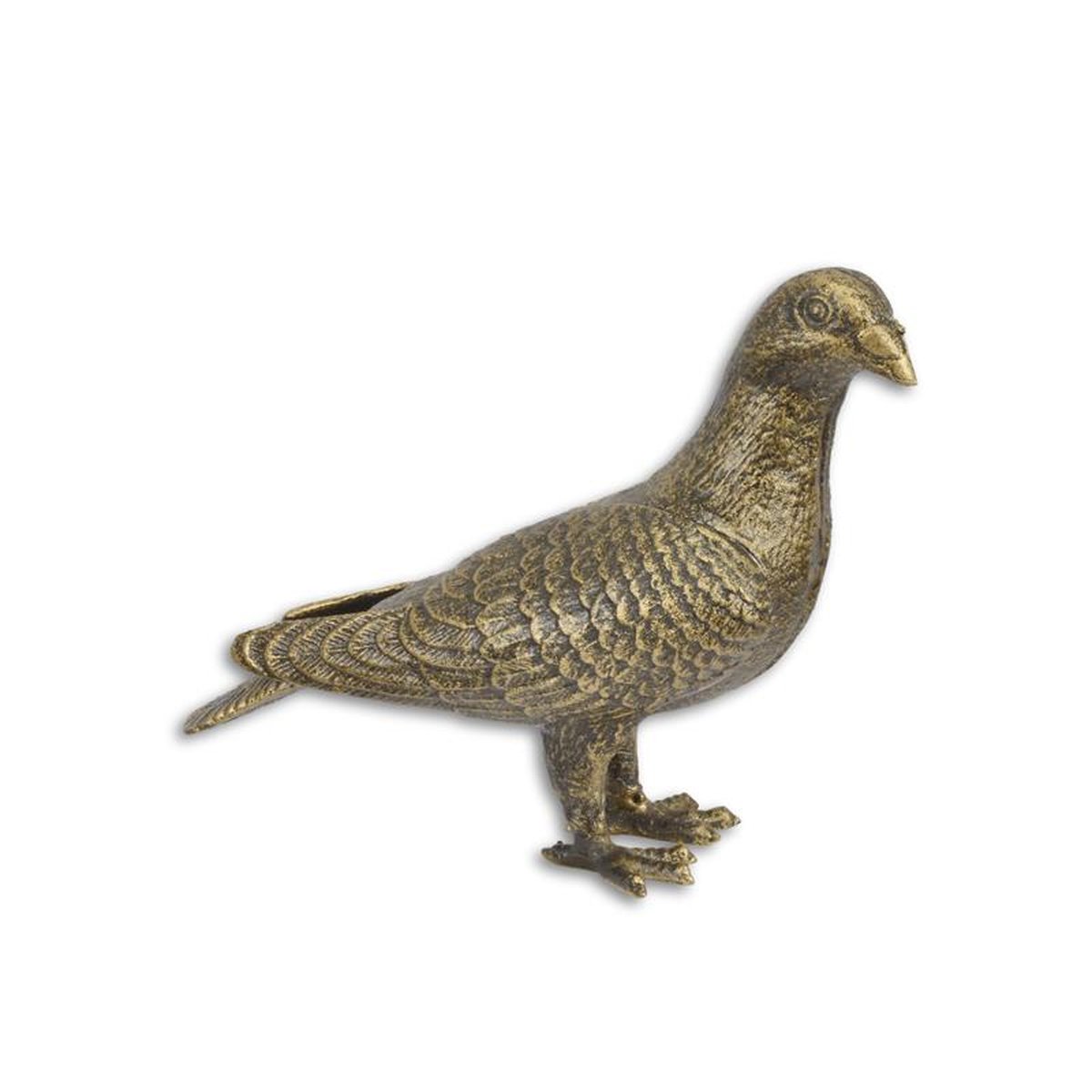 A CAST IRON FIGURINE OF A PIGEON