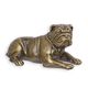 A CAST IRON FIGURINE OF A RECLINING ENGLISH BULLDOG