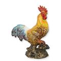 A CAST IRON FIGURINE OF A ROOSTER
