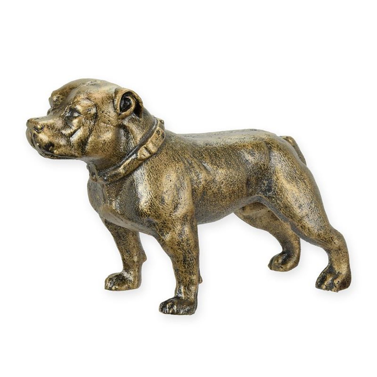 A CAST IRON FIGURINE OF A STAFFORDSHIRE TERRIËR