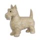 A CAST IRON FIGURINE OF A WHITE SCOTTISH TERRIER