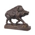 A CAST IRON FIGURINE OF A WILD BOAR