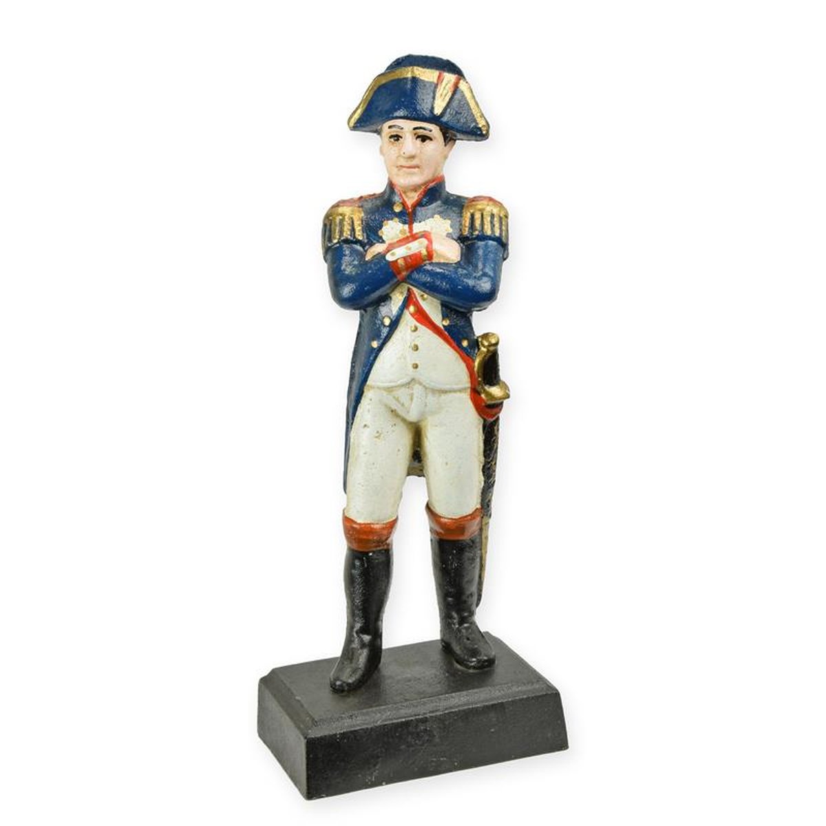 A CAST IRON FIGURINE OF NAPOLEON